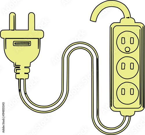 described features a playful and colorful cartoon representation of an electrical plug and a power strip, designed to convey a friendly and approachable vibe.