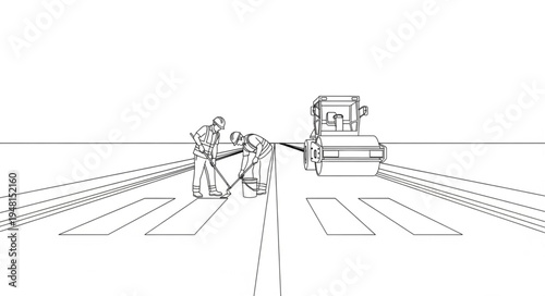 Monochrome depiction of agricultural machinery in a field.