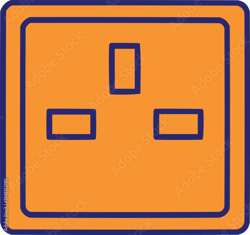 The described one has an electrical socket, which is characterized by its unique design and color scheme.