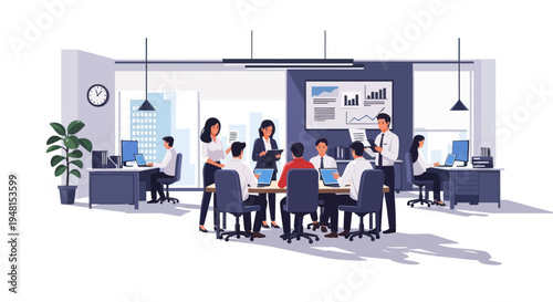 Diverse Business Team Meeting in Modern Office