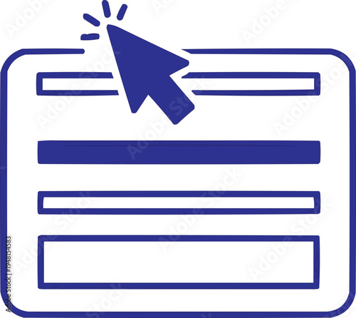  described features a blue icon that symbolizes an online form or webpage, designed to convey the concept of digital interaction.