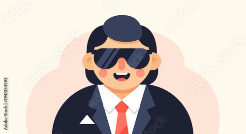Cheerful business person wearing sunglasses and a suit