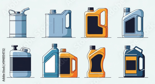 Collection of Motor Oil Containers in Various Shapes and Colors.