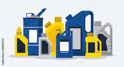 Assortment of Colorful Motor Oil Containers for Automotive Maintenance.