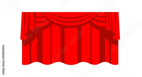 Red Theater Stage Curtain Illustration on White Background