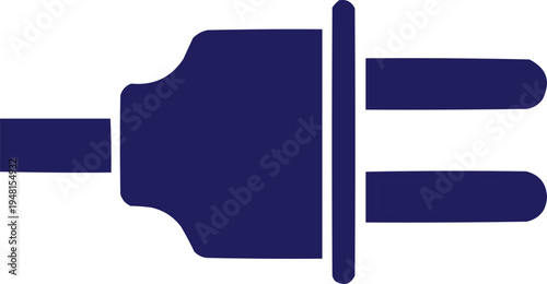 The image you described features a navy-blue electrical plug with a standard two-prong design. This type of plug is commonly used for connecting various electrical devices to power outlets.