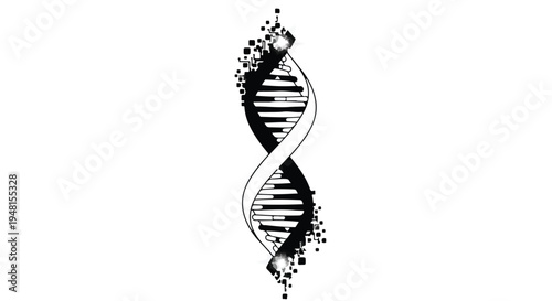 DNA double helix structure with particles