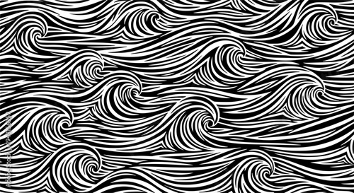 sea wavy decoration abstract vector background. Minimal curve wave water seamless pattern