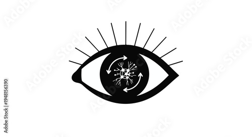 eye with swirling patterns in pupil