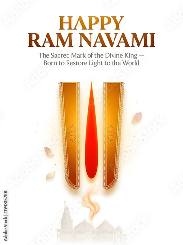 Happy ram navami celebration background with sacred mark and light