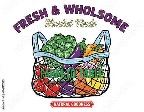 Fresh farmers market design. Sweet summer vibes artwork. Vegetable club design.