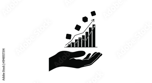 business growth and success concept with hand holding bar chart