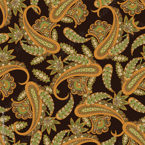 Vector textile print. Seamless Design for covers, fabrics, textiles, wrapping paper. Vector pattern Paisley Indian motifs and decorative floral elements