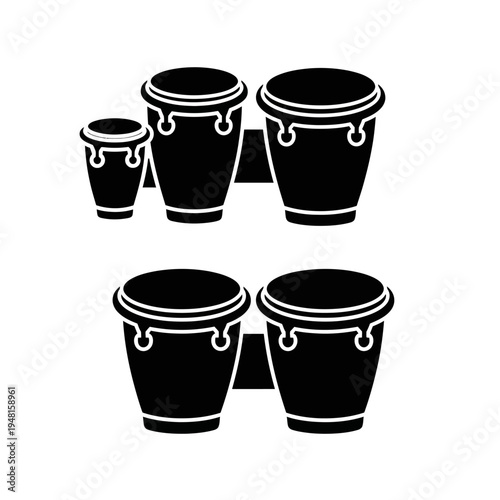 Bongo Drums Silhouette - Percussion Instrument Set