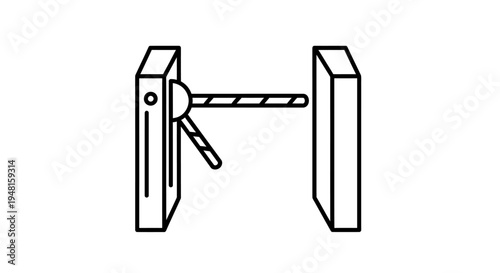 Line art illustration of a security turnstile barrier gate for access control.