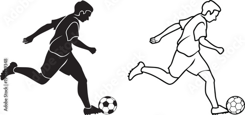 A high-contrast vector illustration of two soccer players in action vector illustration.