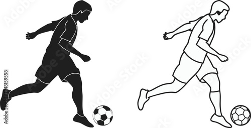 A high-contrast vector illustration of two soccer players in action vector illustration.