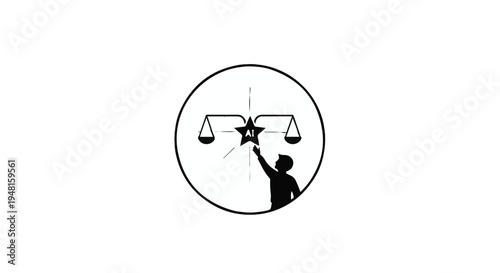 lawyer balancing justice scale with star