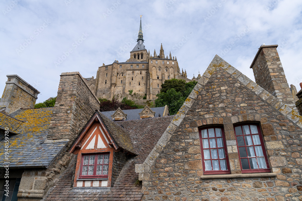Obraz premium Mont Saint Michel Abbey on an island, Normandy, France