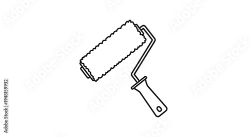 A black and white line art illustration of a paint roller, a common tool for home improvement and painting tasks.