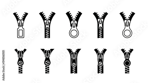 Collection of Zipper Icons and Symbols