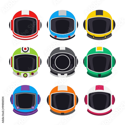 Colorful Astronaut Helmets Collection Icons