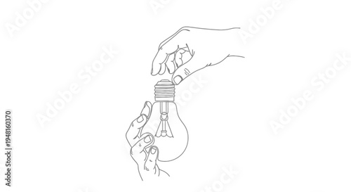 Close-up of hands installing or removing a traditional incandescent light bulb.