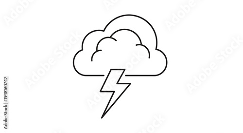 Outline icon of a cloud with a lightning bolt, representing a thunderstorm or bad weather conditions.