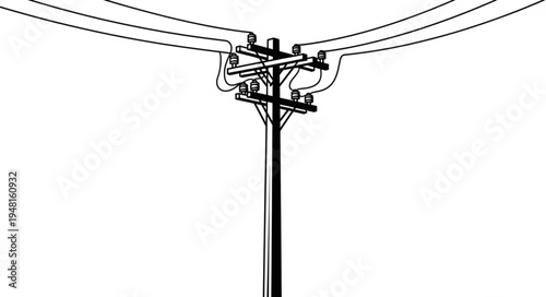 Illustration of a Power Pole with Electrical Wires.