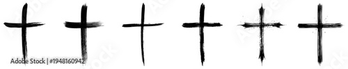 Set of hand-drawn Christian crosses. Vector cross. Simple design element. Cross made with a brush.