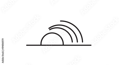 Simple line art icon representing a signal, sound waves, or wireless transmission.