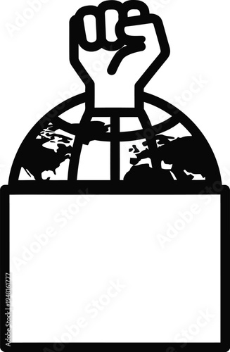 fist raised globe protest symbol