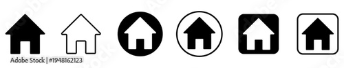 Set of signs and symbols for web design. Set of home web icons in black and white colors. Vector illustration.