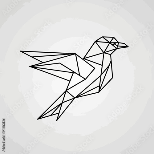 Geometric Origami Bird Flying Silhouette, Minimalist Design