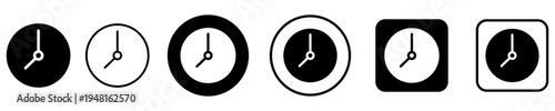 Set of signs and symbols for web design. Set of clock and time web icons in black and white colors. Vector illustration.