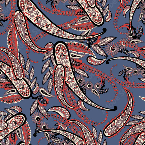 Vector textile print. Seamless Design for covers, fabrics, textiles, wrapping paper. Vector pattern Paisley Indian motifs and decorative floral elements