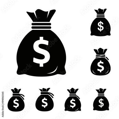 Money Bag Icons: Wealth, Finance, and Savings Symbols