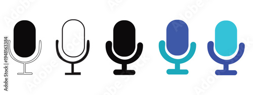 Various minimalist microphone icons represent voice recording and sound communication technology.
