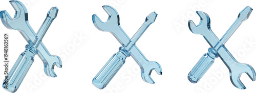 Screwdriver and wrench 3d icons