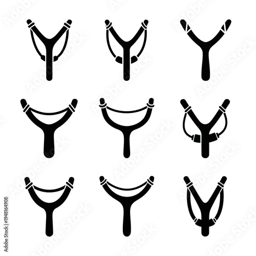 Set of Slingshot Icons: Simple, Modern, and Versatile Designs