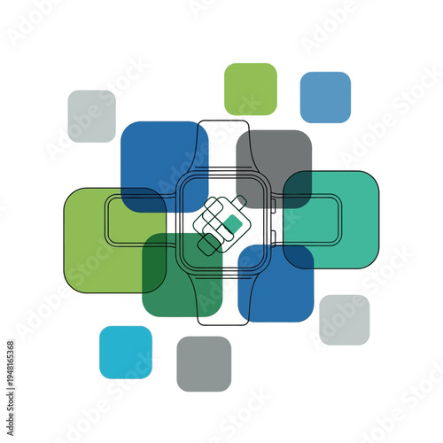 Smartwatch Technology Concept with Colorful Overlay Squares