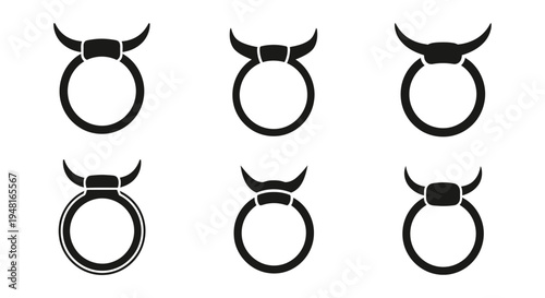 Taurus Zodiac Sign Icon Collection - Astrological Symbol Set