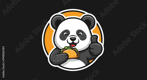 Cartoon panda with taco and thumbs up