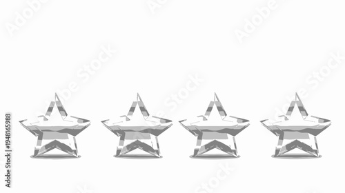 Four gray star shapes, side by side, with a hatched texture on a white background