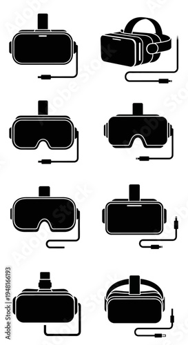 Virtual Reality Headsets Collection: Diverse VR Goggles Icons Set