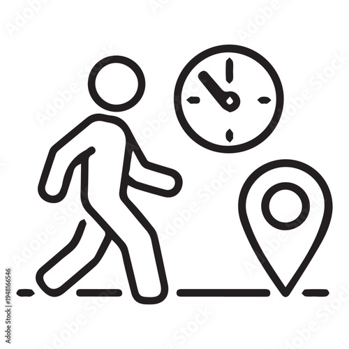 Flat design vector of office worker arriving on time with briefcase and clock in professional setting