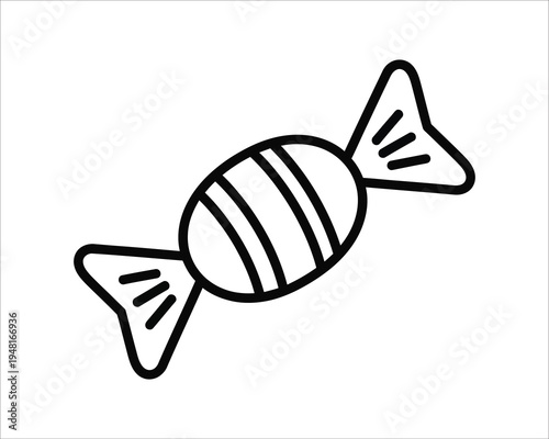 A simple line drawing of a wrapped candy