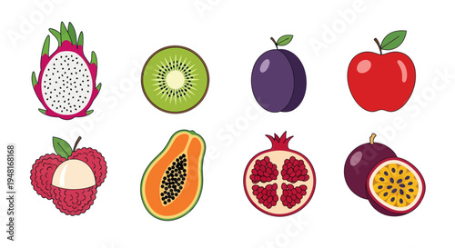 Colorful assortment of fresh fruit illustrations