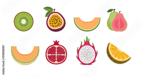 Colorful assortment of fresh fruit slices