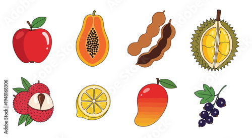 Colorful assortment of fresh fruits illustration